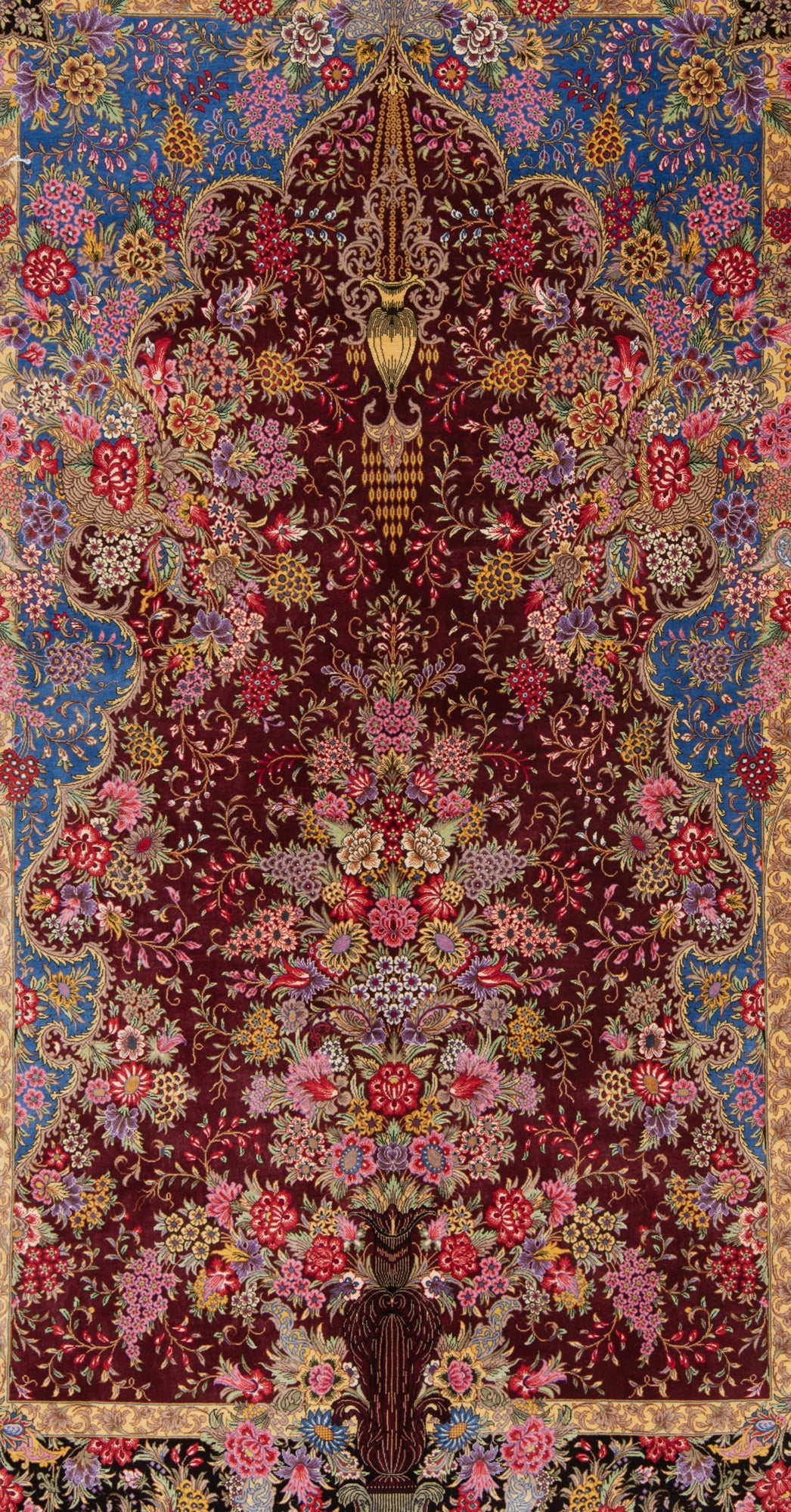 Alfombra persa de seda Qom | 197 x 128 cm