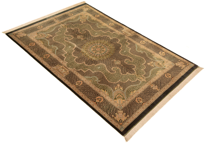 Alfombra persa de seda Qom Shayan | 204 x 136 cm