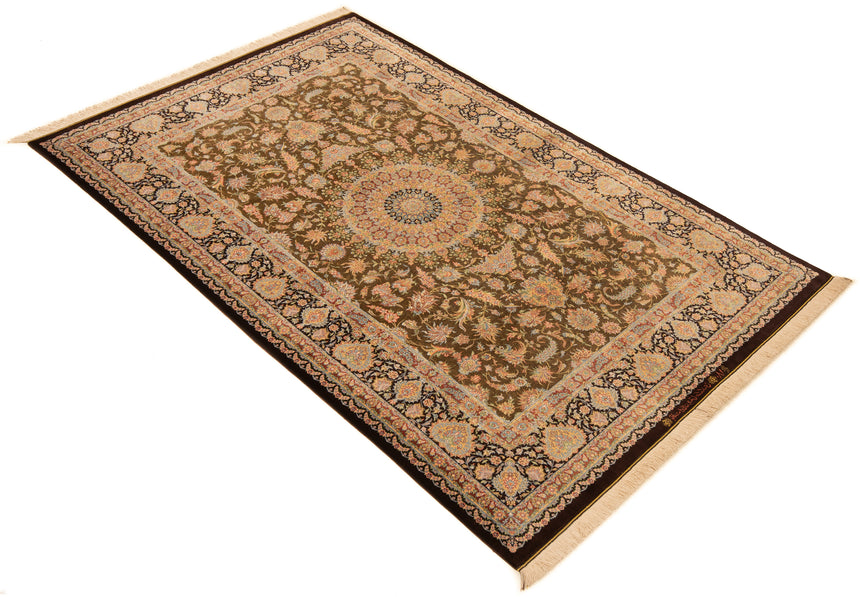 Alfombra persa Samadi de seda Qom | 201 x 132 cm