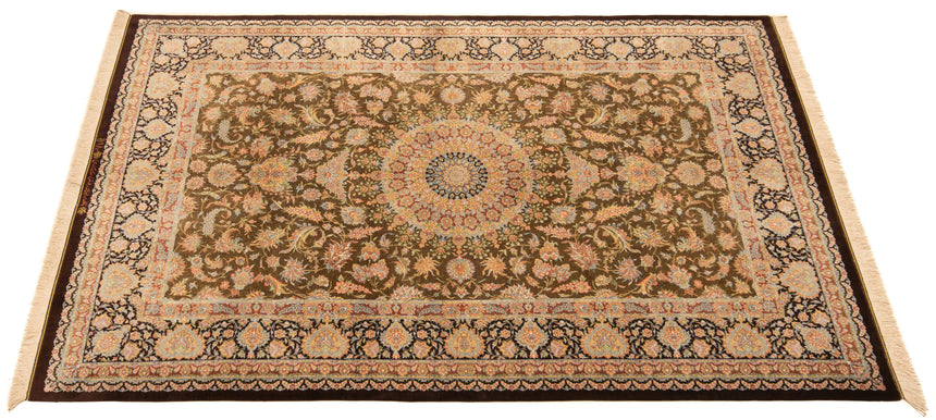 Alfombra persa Samadi de seda Qom | 201 x 132 cm