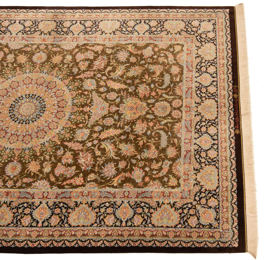Alfombra persa Samadi de seda Qom | 201 x 132 cm