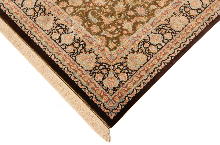 Alfombra persa Samadi de seda Qom | 201 x 132 cm