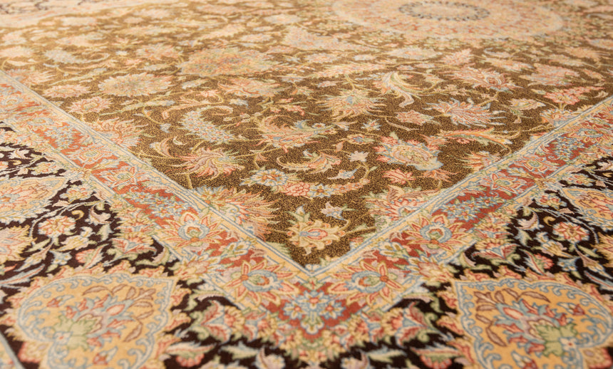 Alfombra persa Samadi de seda Qom | 201 x 132 cm