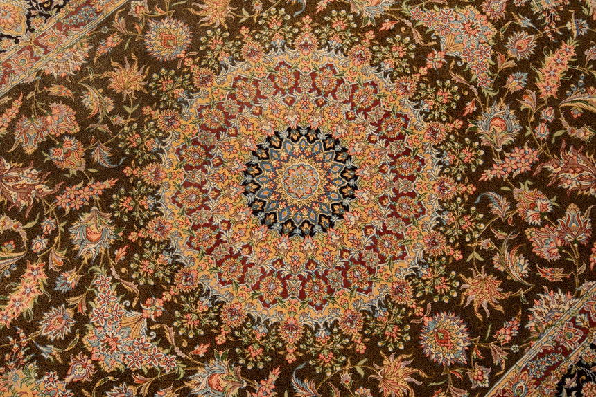 Alfombra persa Samadi de seda Qom | 201 x 132 cm
