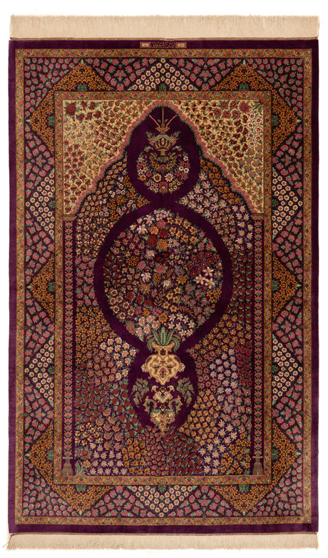 Carpete persa qom kermani seda | 200 x 127 cm