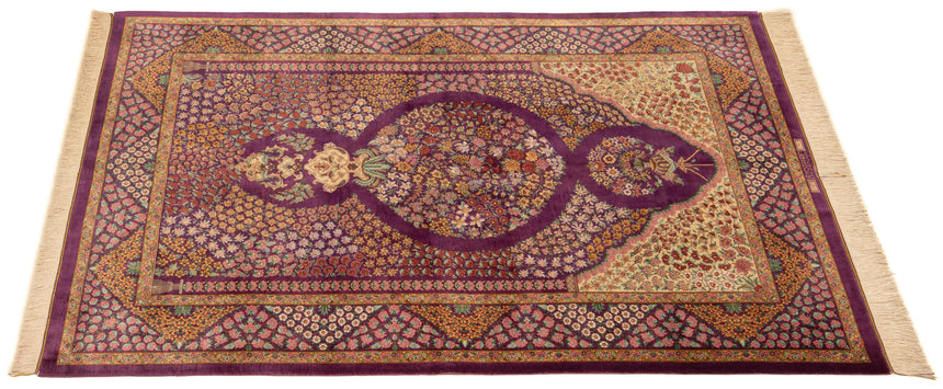 Alfombra persa Qom Kermani de seda | 200 x 127 cm