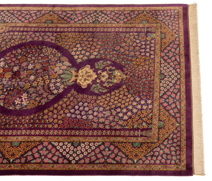 Alfombra persa Qom Kermani de seda | 200 x 127 cm
