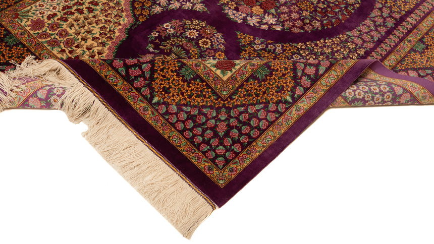 Alfombra persa Qom Kermani de seda | 200 x 127 cm