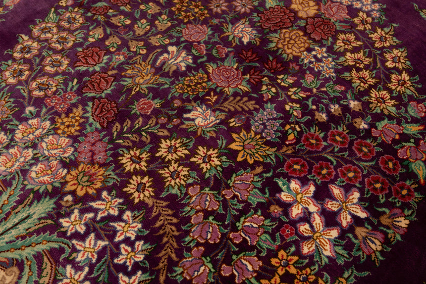 Alfombra persa Qom Kermani de seda | 200 x 127 cm