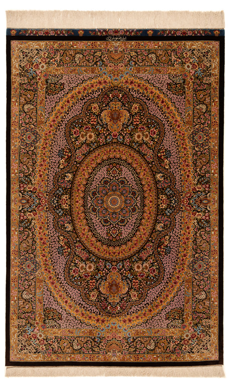 Carpete persa Khoshnejad de seda qom | 209 x 136 cm