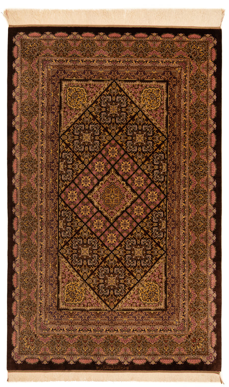 Carpete persa Qom Silk Erami | 206 x 134 cm