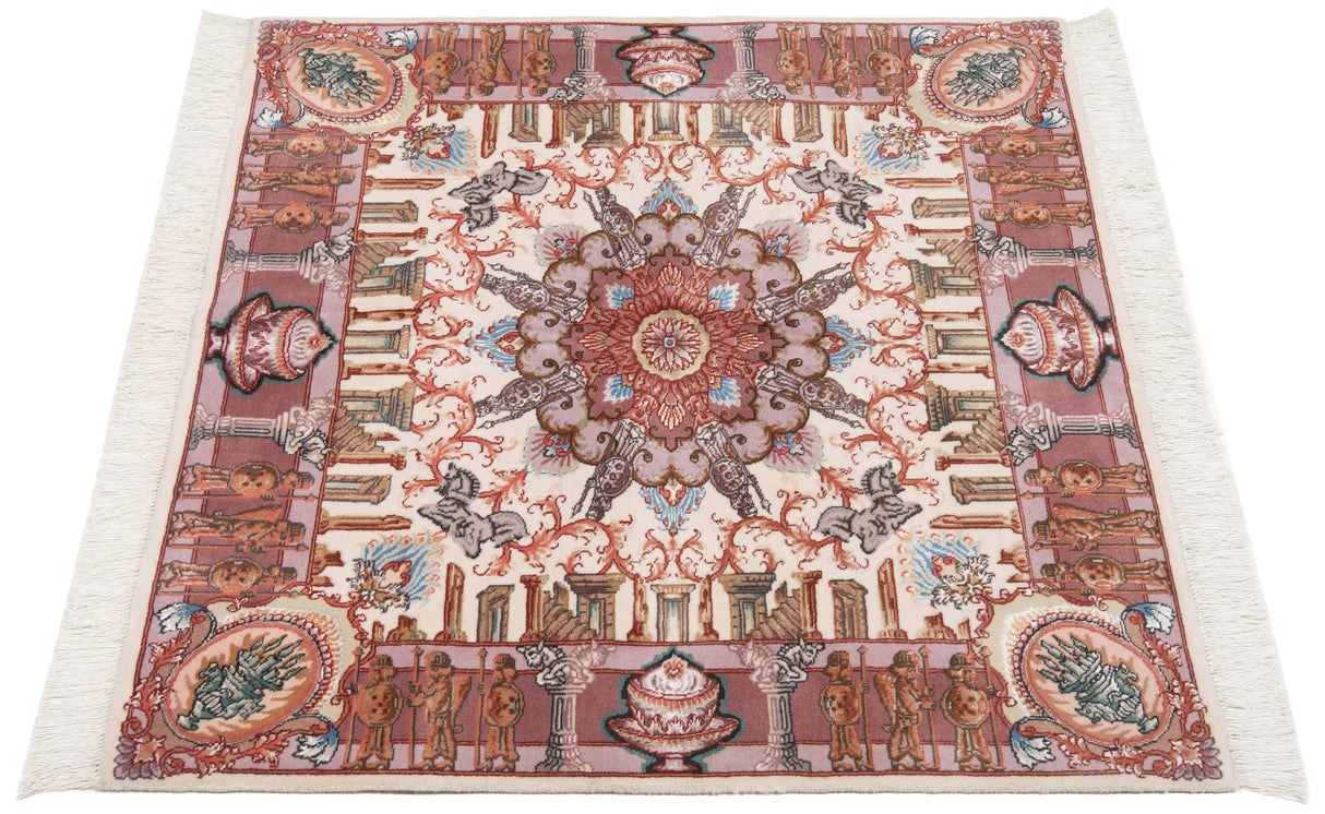 Carpetes persas Tabriz 50Raj | 100 x 100 cm